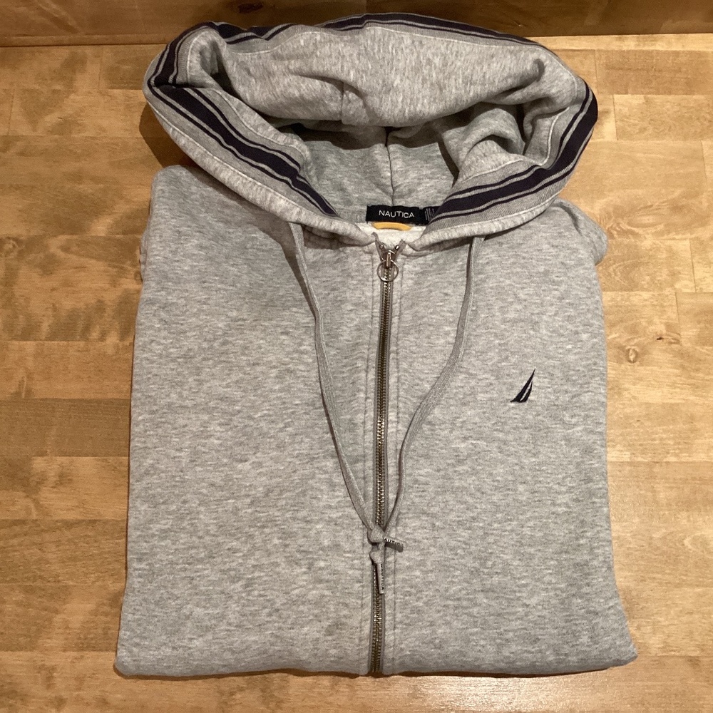 Nautica unisex zip front hoodie sweatshirt Size XL
